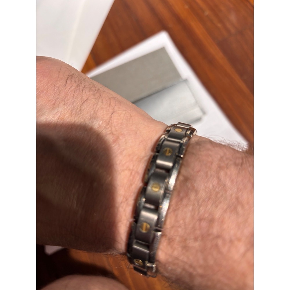 Zales Titanium 14K gold Bracelet 7.5" Stainless Clasp - Picture 6 of 6